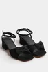 Yours Black Faux Suede Bow Front Block Heels In Extra Wide EEE Fit - 6 Extra Wide Image 2