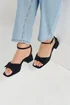 Yours Black Faux Suede Bow Front Block Heels In Extra Wide EEE Fit - 6 Extra Wide Image 1