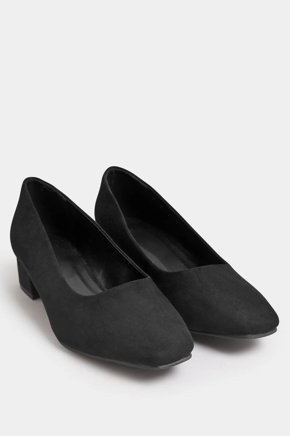 Yours Black Faux Suede Block Heel Court Shoe In Extra Wide EEE Fit - 6 Extra Wide Image 2