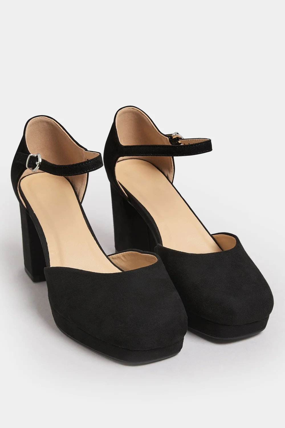 Yours Curve Black Platform Court Shoes In Extra Wide EEE Fit - 6 Extra Wide Image 2