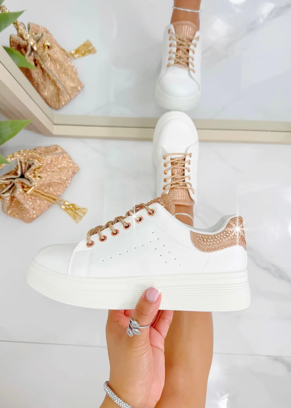 Love Lemonade Rose Gold Crystal Brilliance Trainers Limited Edition - Size 4 Image 2