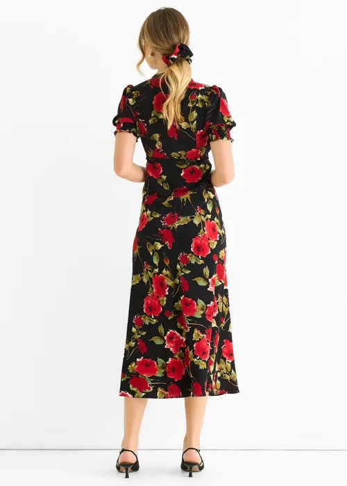 Gini London Black Floral Lace Trim Detail Midi Dress - 14 Image 2