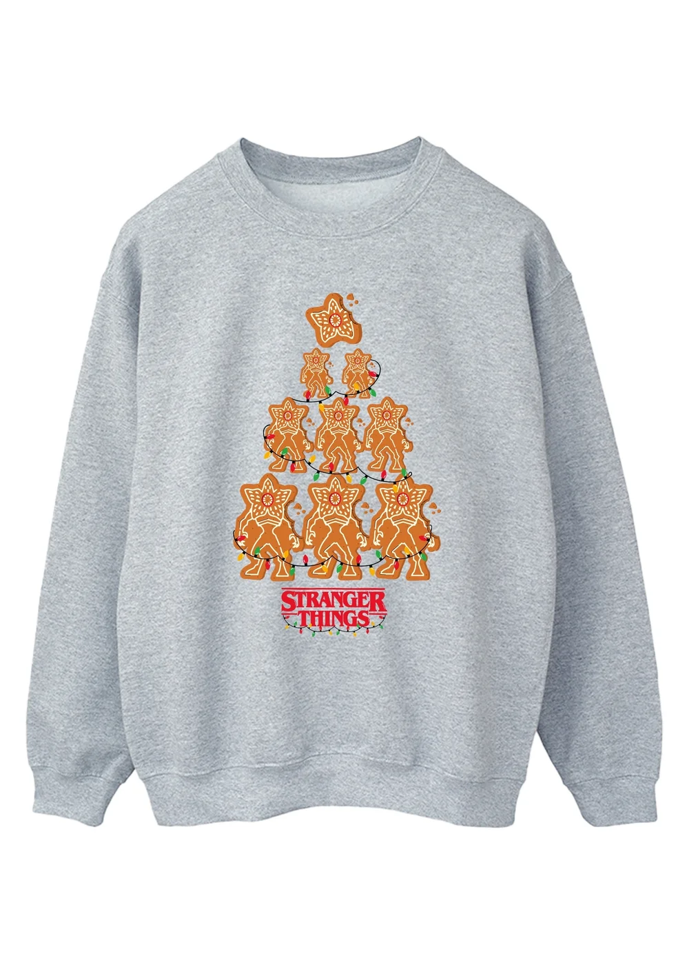 Spiral Galaxy Netflix Stranger Things Gingerbread Grey Graphic Sweatshirt - L Image 1