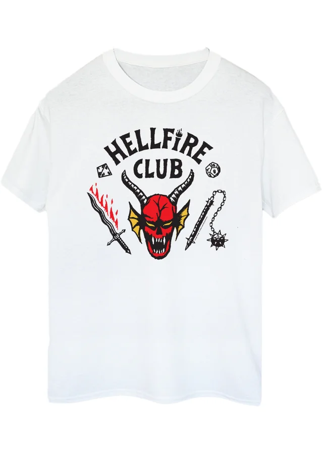 Spiral Galaxy Netflix Stranger Things Hellfire Club White Graphic T-Shirt