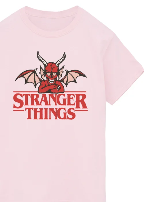 Stranger Things Devil Girls Pink Graphic T-Shirt (7-13 Years) - Age 9-11 Years Image 2