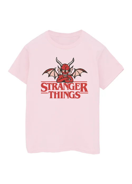 Stranger Things Devil Girls Pink Graphic T-Shirt (7-13 Years) - Age 9-11 Years Image 1