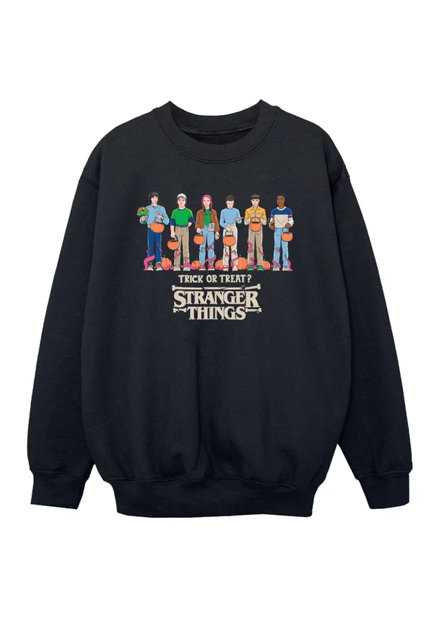Ada & Ted Netflix Stranger Things Trick Or Treat Boys Black Graphic Sweatshirt (Age 7-13 Years)