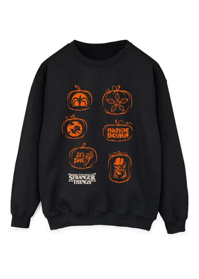 Spiral Galaxy Netflix Stranger Things Pumpkin Black Graphic Sweatshirt