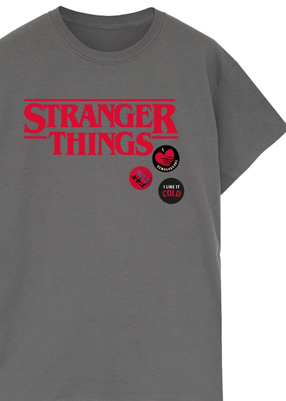 Spiral Galaxy Netflix Stranger Things Pins Washed Charcoal Graphic Washed T-Shirt - 2XL Image 2