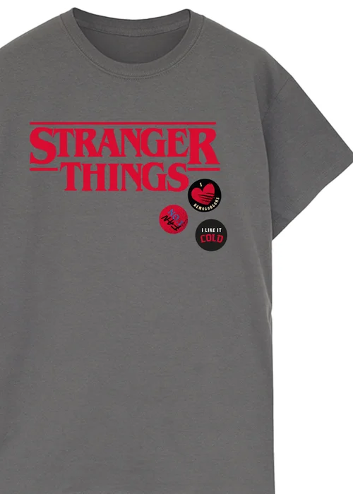 Spiral Galaxy Netflix Stranger Things Pins Washed Charcoal Graphic Washed T-Shirt - 2XL Image 2