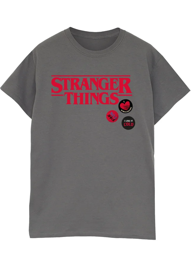 Spiral Galaxy Netflix Stranger Things Pins Washed Charcoal Graphic Washed T-Shirt