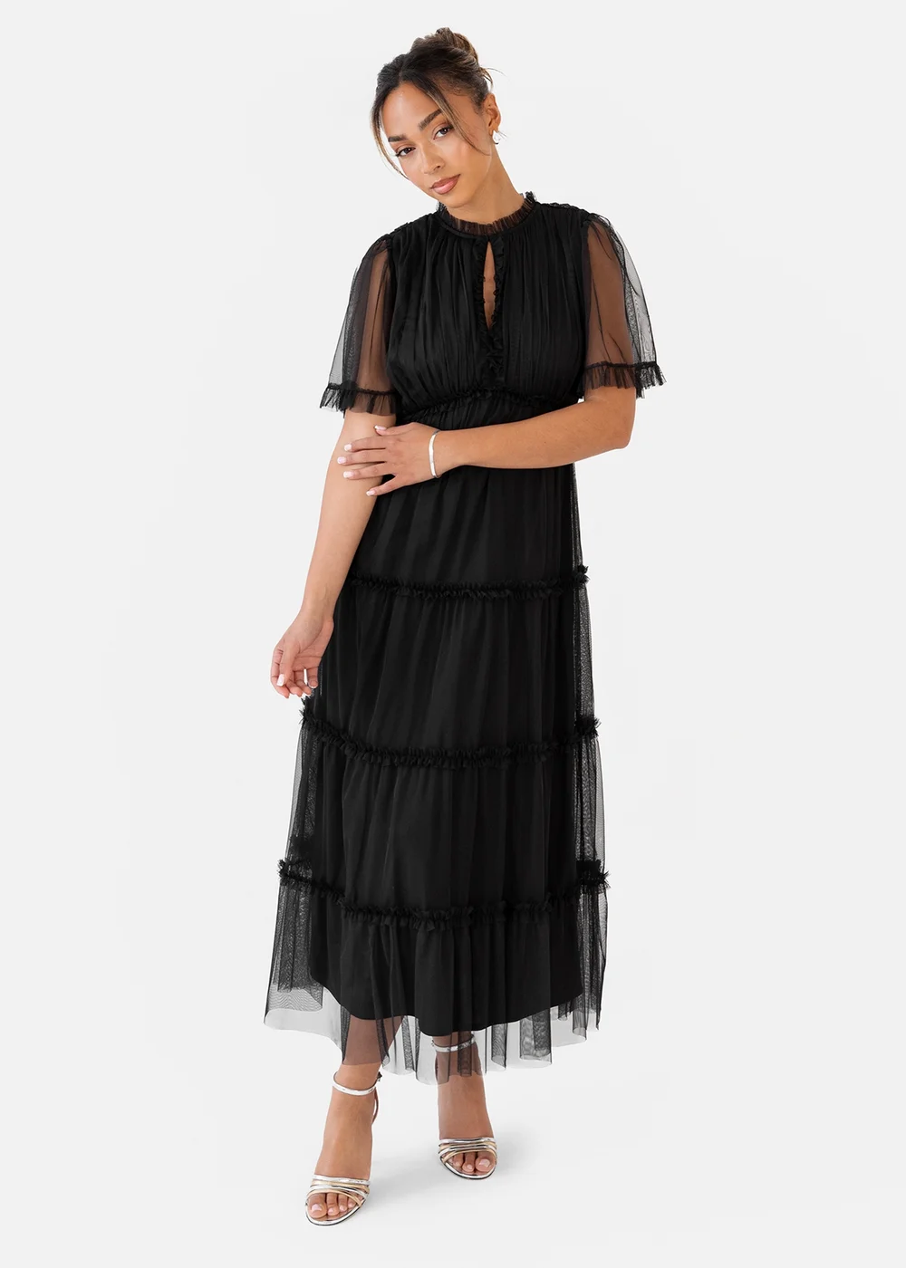 Anaya With Love Black Short Sleeve Frill Midaxi Dress - 22 Image 1