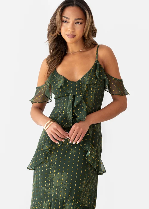 Anaya With Love Floral Green Cold Shoulder Maxi Dress - 16 Image 3