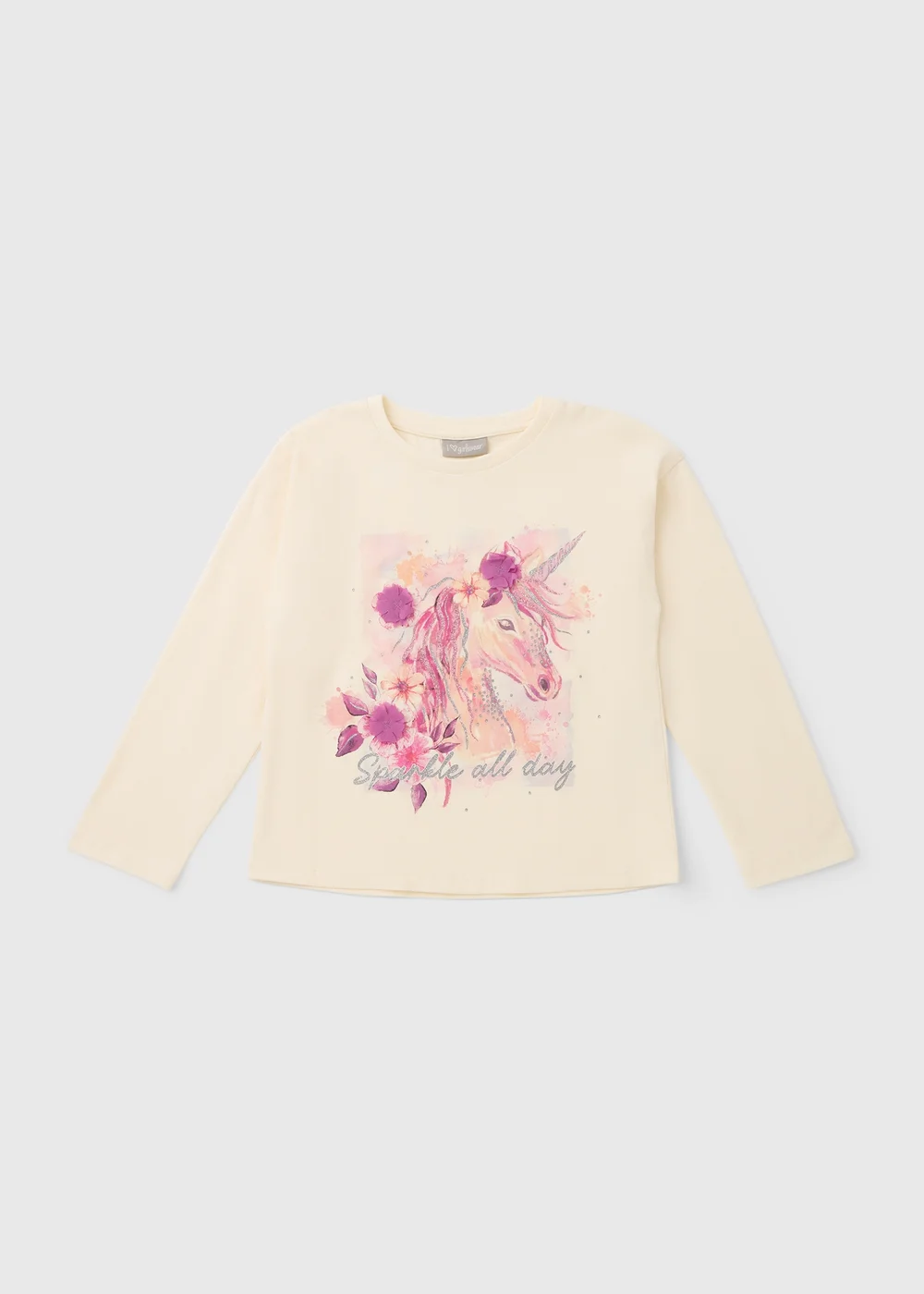 Girls Cream Unicorn Top (7-15yrs) - Age 14 Years Image 1