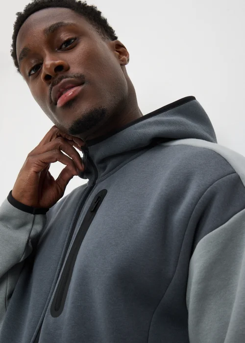 Souluxe Charcoal Panel Zip Up Hoodie - Extra small Image 2
