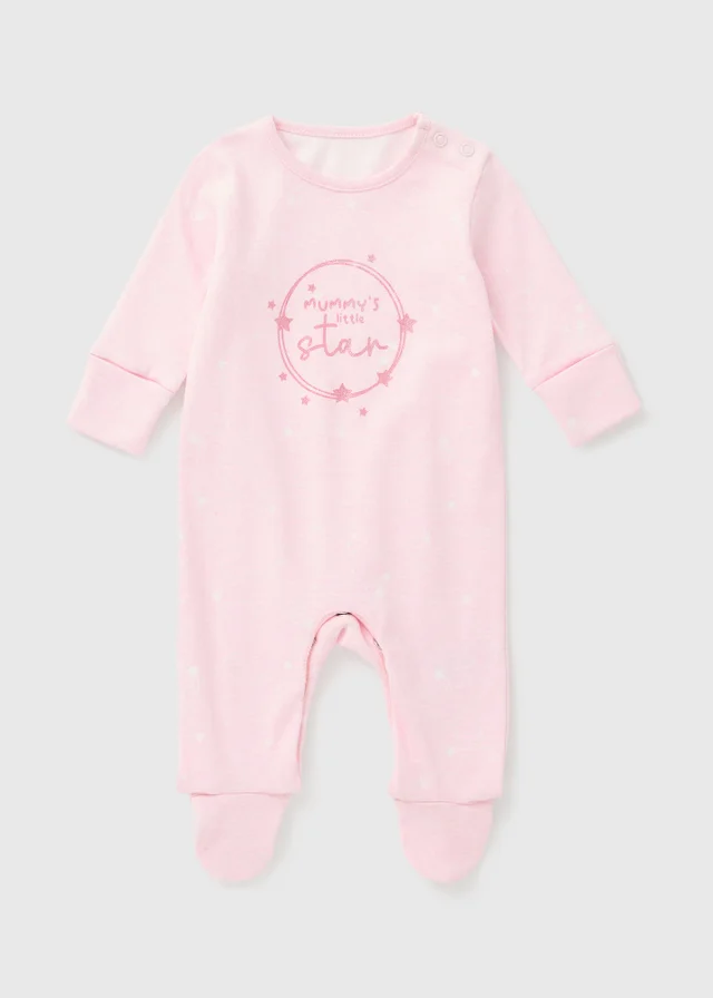 Baby Pink Mummy's Little Star Sleepsuit (Newborn-18mths)