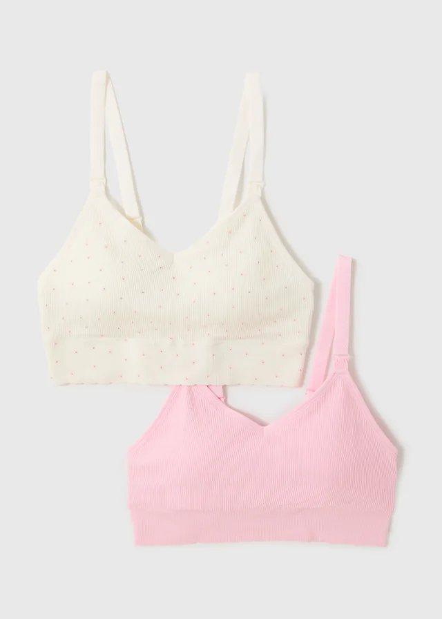 2 Pack Pink & White Maternity Seamless Bras