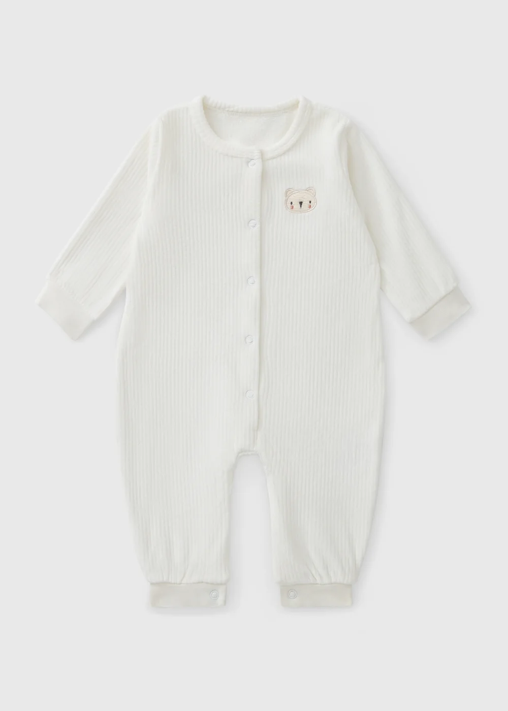 Baby White Ribbed Romper (Newborn-23mths) - Up to 1 Month Image 1