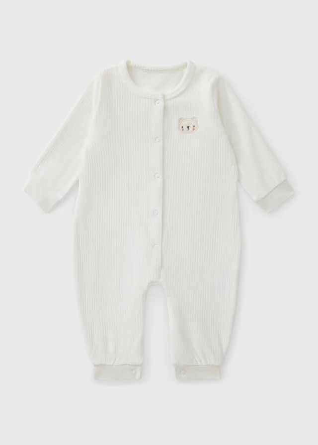 Baby White Ribbed Romper (Newborn-23mths)