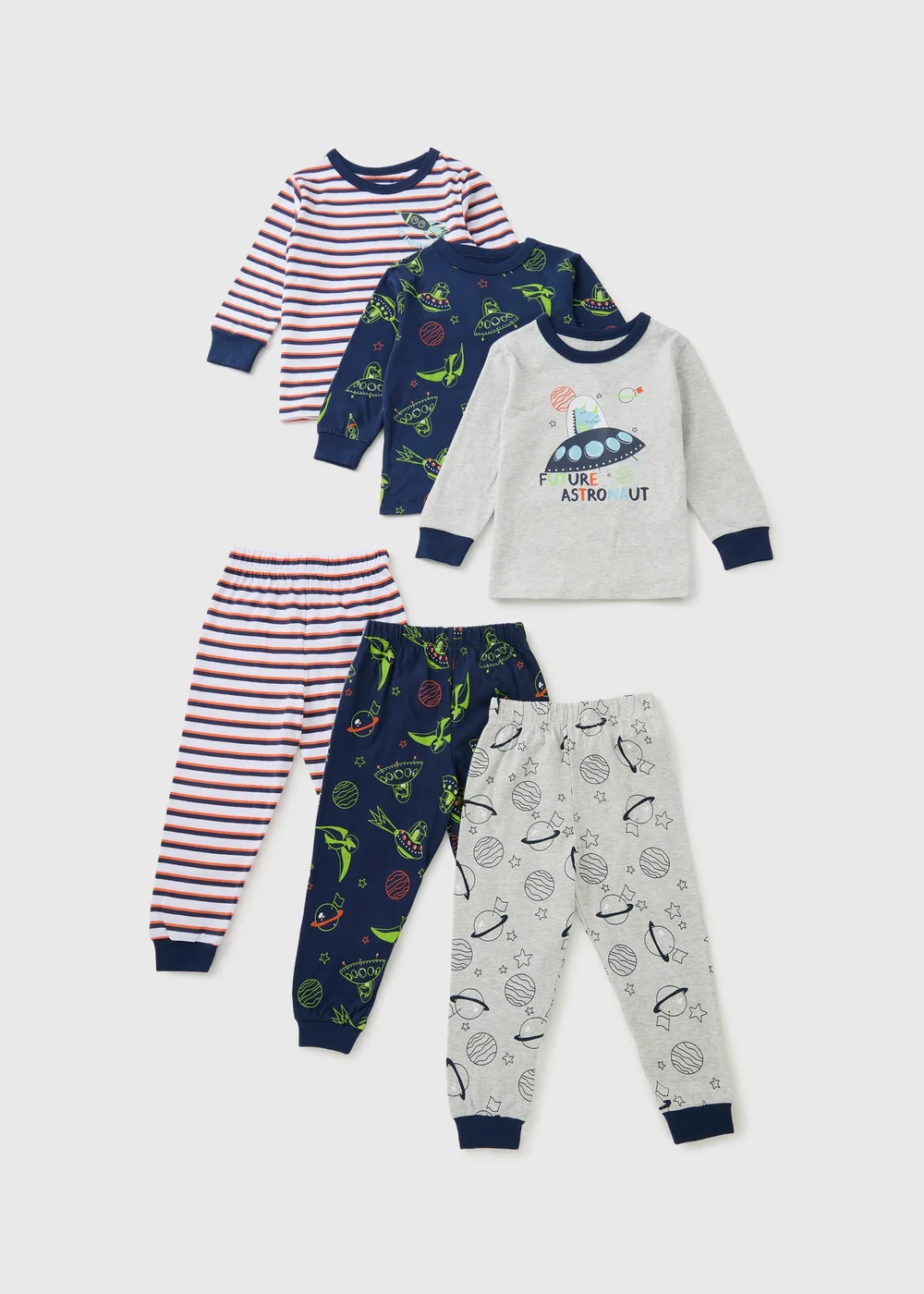 3 Pack Boys Multicolour Dino Space Pyjama (1-7yrs) - 1 to 1 half years Image 1