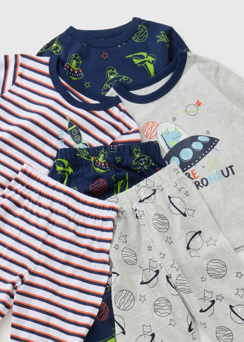 3 Pack Boys Multicolour Dino Space Pyjama (1-7yrs) - 1 to 1 half years Image 2