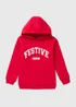 Girls Red Festive Crew Hoodie (1-13yrs) - 1-1.5 Yrs Image 1
