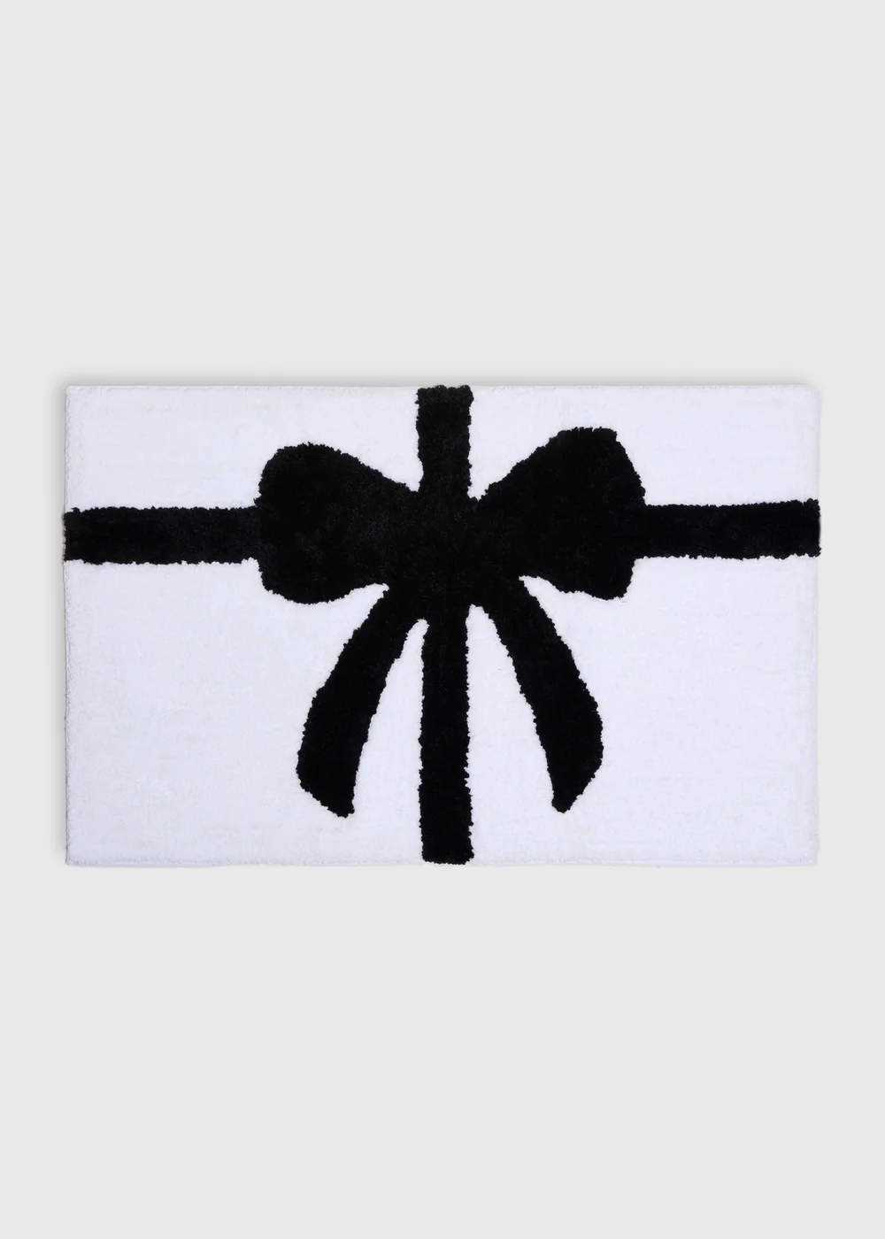 Black & White Bow Bath Mat Image 1