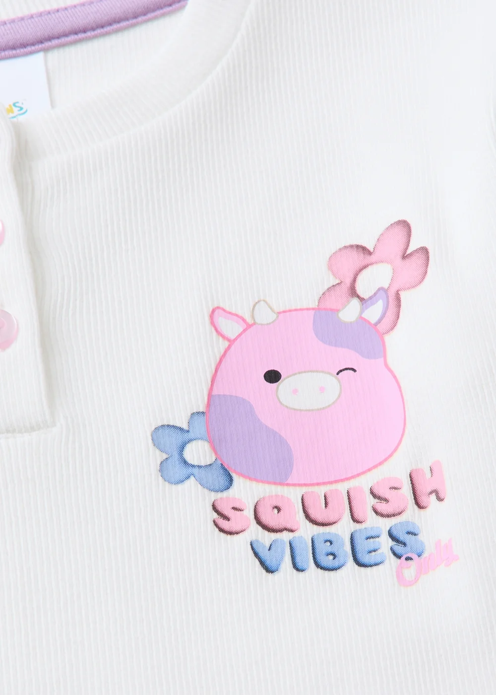 Squishmallows Girls Purple Flower Pyjama Set (5-13yrs) - Age 5 Years Image 2