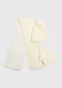 3 Piece Girls Cream Rib Hat Set (3-13yrs) - Age 7-10 Years Image 1