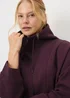 Souluxe Burgundy Zip Funnel Neck Sweatshirt - Small Image 1
