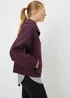 Souluxe Burgundy Zip Funnel Neck Sweatshirt - Small Image 3