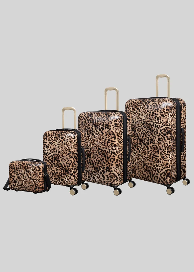 IT Luggage Brown Leopard Printed Hardshell Suitcase