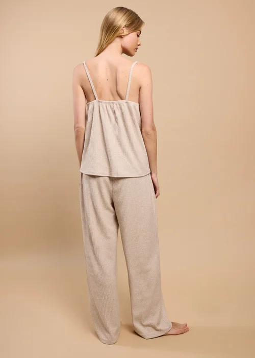 Little Mistress Oatmeal Pointelle Cami And Trouser Lounge Set by Vicky Pattison - Large Image 3
