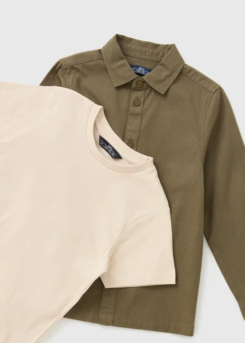 Boys Khaki Utility Overshirt & T-Shirt (7-15yrs) - Age 14 Years Image 2