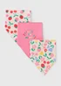 3 Pack Baby Pink Fruit Bandana Bibs - One Size Image 1