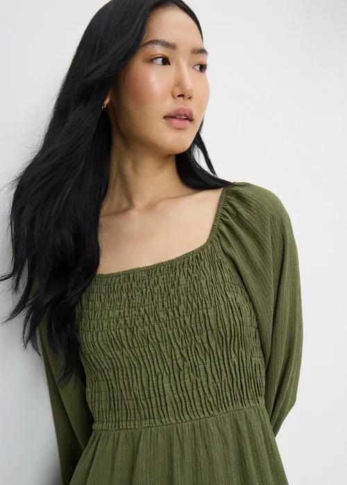 Green Shirred Tea Dress - 26 Image 1