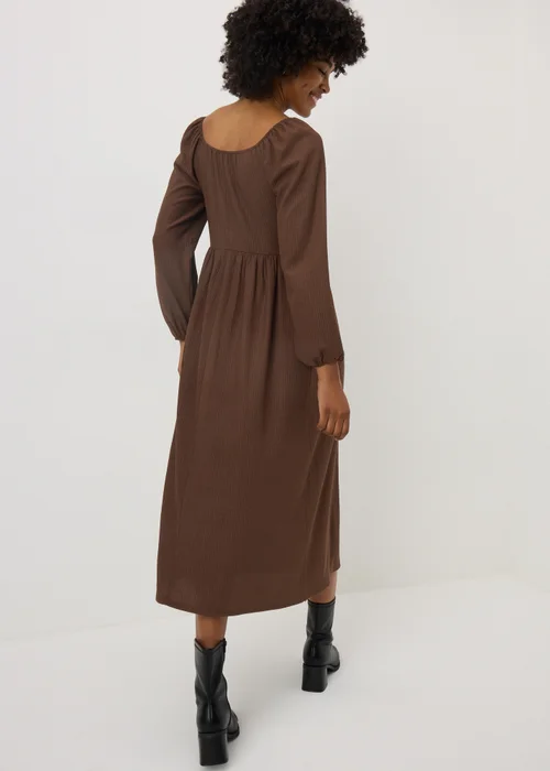 Brown Shirred Midi Dress - 24 Image 2