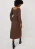 Brown Shirred Midi Dress - 24 Image 2