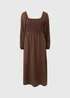 Brown Shirred Midi Dress - 24 Image 3