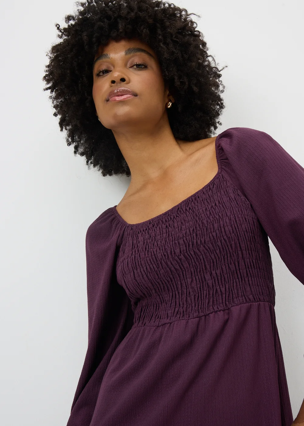 Purple Shirred Tea Dress - 26 Image 2