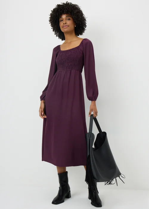 Purple Shirred Tea Dress - 26 Image 1