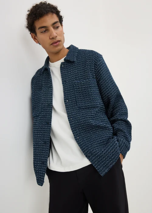 Blue Textured Dobby Shacket - 2XL Image 1