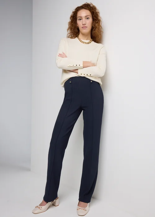 Et Vous Ribbed Straight Leg Trousers - Size 08 29 leg Image 3