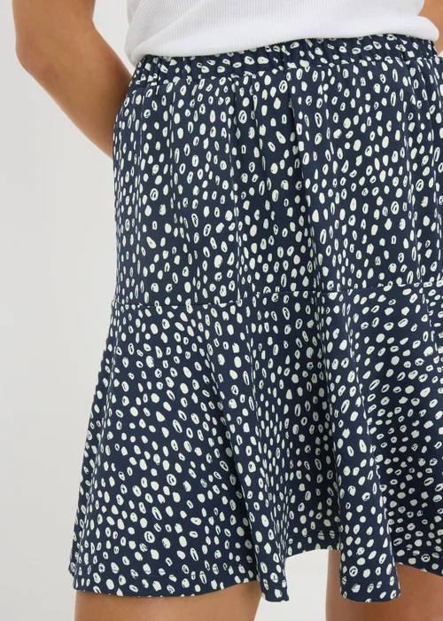 Navy Spot Print Tiered Mini Skirt - Size 16 Image 3