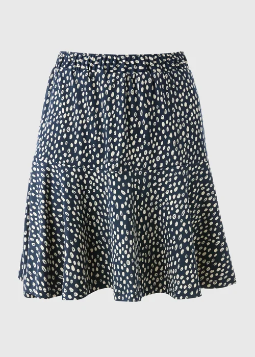 Navy Spot Print Tiered Mini Skirt - Size 16 Image 4