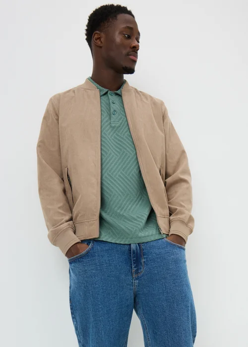 Green Smart Jacquard Textured Polo Top - Small Image 2