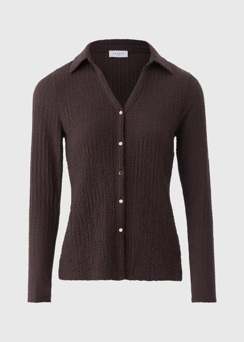 Chocolate Brown Textured Shirt - Size 8 Image 3