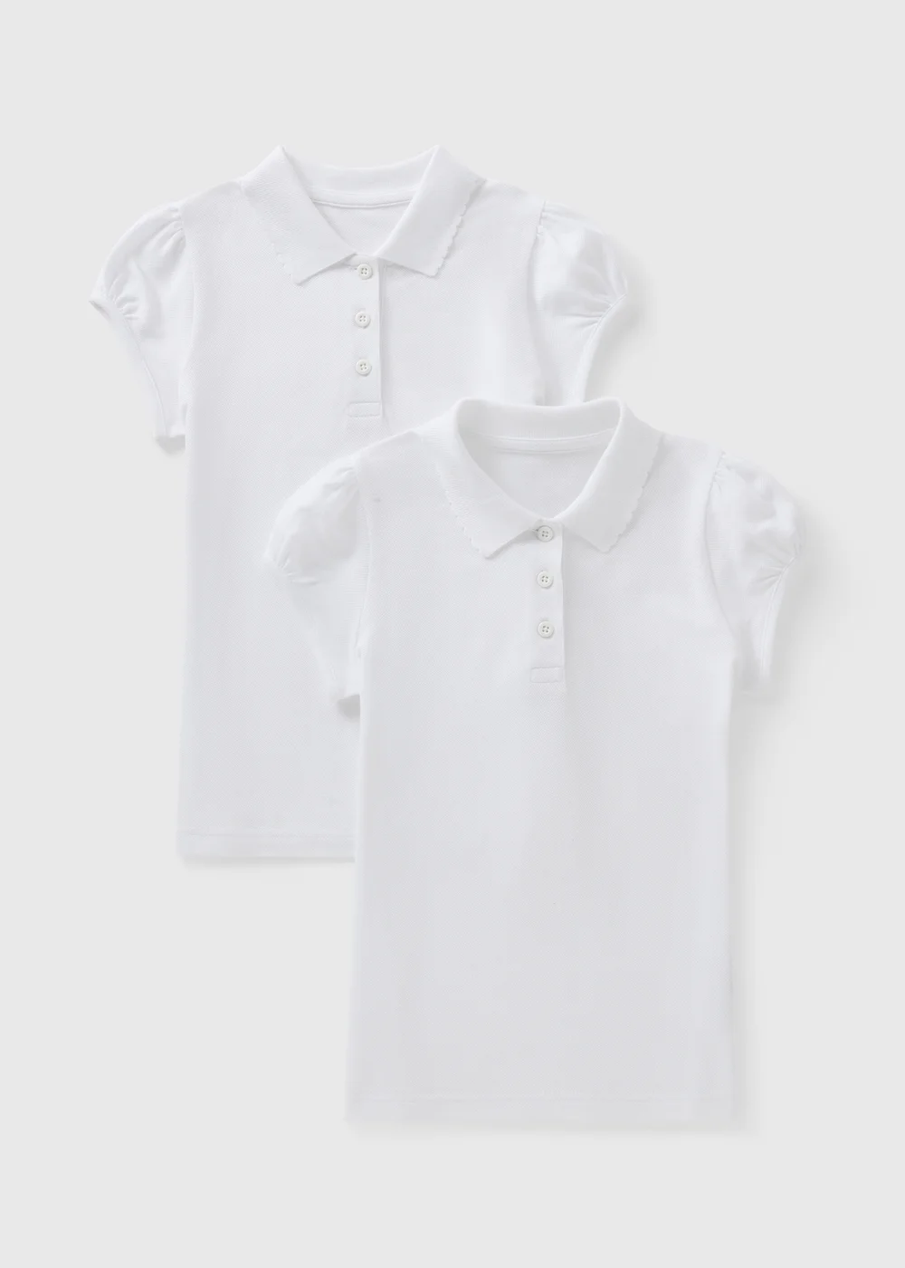 2 Pack Girls White Pretty Polo Tops (4-13yrs) - Age 3 Years. Image 1