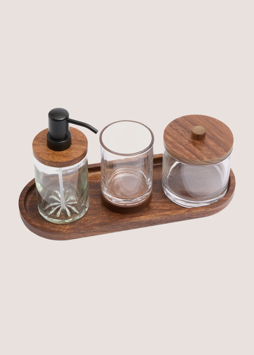 Wood Glass Basin Set Image 2