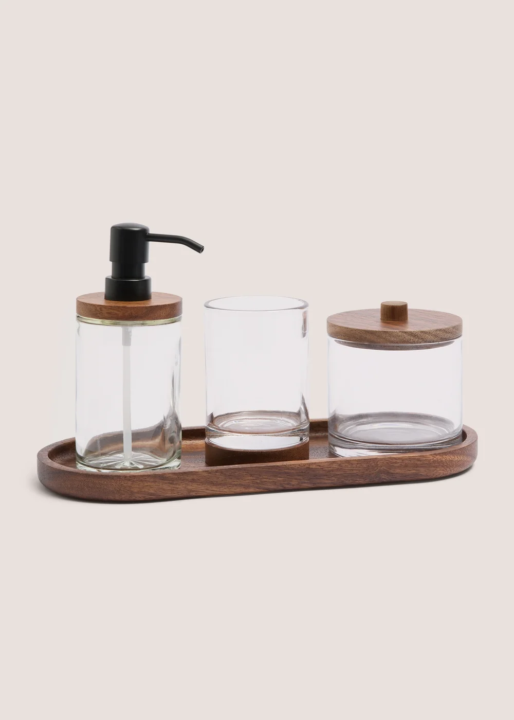 Wood Glass Basin Set Image 1